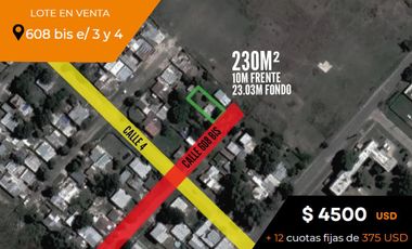 Terreno en venta - 230mts2 - Villa Elvira, La Plata [financiado]