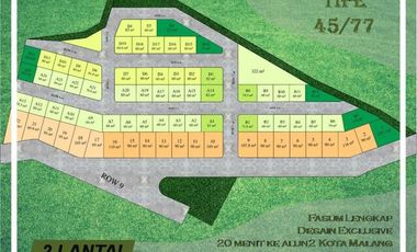 Rumah Dijual di Malang Tipe 45/77 Udara sejuk Free Biaya