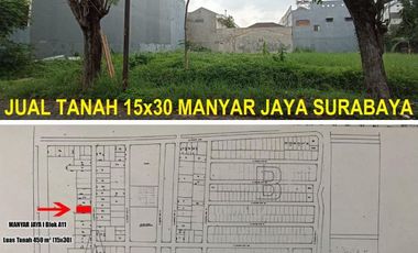 Tanah Manyar Jaya 15x30 Surabaya 10Jt/m D Klampis Semolowaru