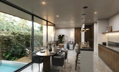 Depto 2 recamaras en Temozon Norte, Mérida, con terraza y piscina privada. PB