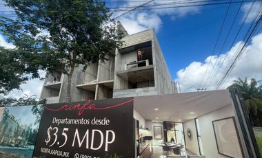 Depto 2 recamaras en Temozon Norte, Mérida, con terraza y piscina privada. PB