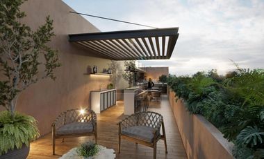 Depto 2 recamaras en Temozon Norte, Mérida, con terraza y piscina privada. PB