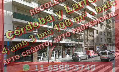 Departamento en Venta en Recoleta 4 ambientes 3 baños 108 m2 + balcón, al frente – Córdoba 2500
