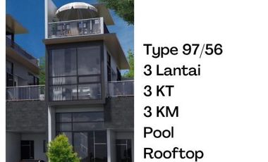 3 Lantai Private Pool Rumah Tipe 97 View Gunung Arjuna