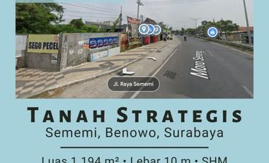 TANAH STRATEGIS HOEK JALAN RAYA SEMEMI SURABAYA