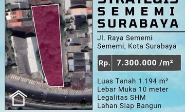TANAH STRATEGIS HOEK JALAN RAYA SEMEMI SURABAYA