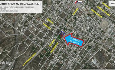 3 Terrenos Urbanos VENTA 6000 m2 HIDALGO NL con 4 FRENTES BARATISIMOS 4 ESQUINAS