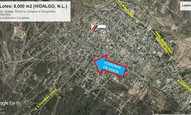 3 Terrenos Urbanos VENTA 6000 m2 HIDALGO NL con 4 FRENTES BARATISIMOS 4 ESQUINAS