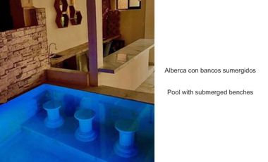 Casa con alberca privada, doble altura, jardin interior, bar con columpios, cerc