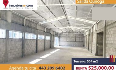 BODEGA EN RENTA A LA SALIDA QUIROGA, MORELIA