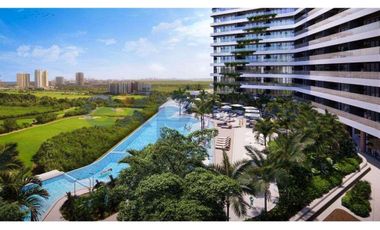 En venta departamento en piso 16 condominio ecolgico con vista al mar y campo de golf en la zona de lujo de Puerto Cancun
