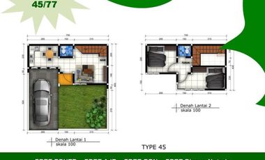 Rumah Dijual di Malang 2KT Tipe 45/77 Free Biaya