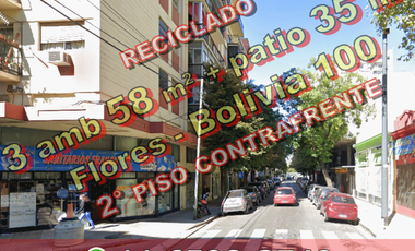 NUEVO PRECIO - Departamento en Venta en Flores 3 ambientes 58 m2 + gran patio, 2° piso al contrafrente - Bolivia 100