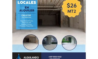 SE ALQUILAN LOCALES EN CALLE 50 >>VIA PRINCIPAL<<