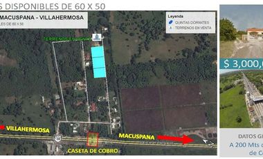 LOTE EN VENTA EN LA PALMA VILLAHERMOSA