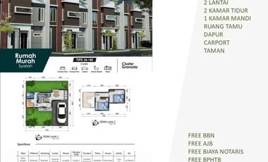 2 Lantai Rumah 5 Menit ke UNIKAMA Bisa KPR 2KT Tipe 34/60