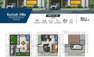 Rumah villa lengkap dengan rooftop view pegunungan