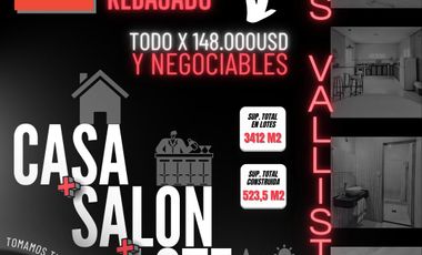 VENTA 3 EN 1: CASA   SALON   LOTE - VALLISTOS BANDA DEL RIO SALI