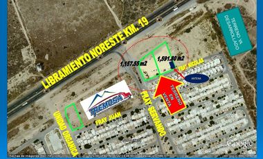 RENTA Excelente Terreno Comercial con 3 FRENTES Libramiento Noreste km 19 ESCOBE