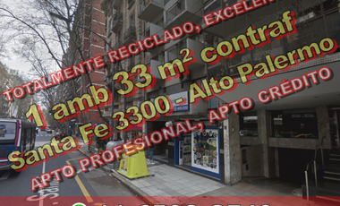 NUEVO PRECIO - Departamento en Venta en zona Alto Palermo 1 ambiente 33 m2 al contrafrente – Av Santa Fe 3300