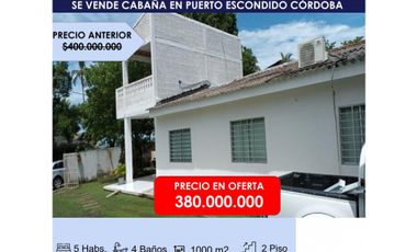 OPORTUNIDAD SE VENDE CABAÑA EN PUERTO ESCONDIDO CÓRDOBA