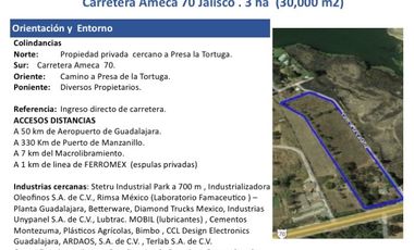 Venta de Excelente terreno desviación Ameca 3 hectareas