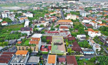 Tanah 960m2 Legian Nakula Barat dekat Pantai Double Six