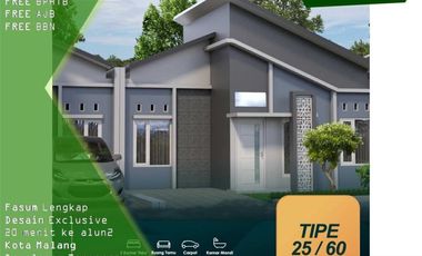 Jual Rumah Malang Free Biaya 2KT Tipe 25/107 Hook View Katu