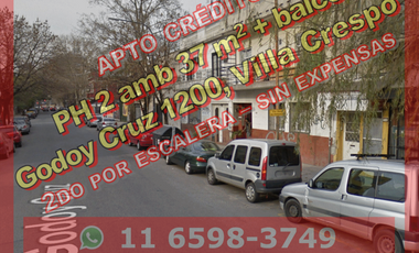 NUEVO PRECIO - PH en Venta en Villa Crespo 2 ambientes 37 m2 + balcón al frente, 2do piso por escalera – Godoy Cruz 1200