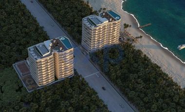 Se vende departamento en preventa 062026 en piso 9 de condominio en 1 fila al mar en Punta Sam ubicada entre el Norte de Cancn y Costa Mujeres.