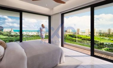 Se vende departamento en piso 17 condominio ecolgico con vista al mar y campo de golf en la zona de lujo de Puerto Cancn.