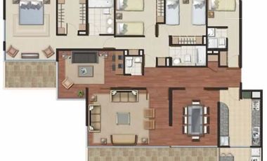 Departamento en Venta en La Luma 3D sala de estar, servicios 140 más 30 de terraza