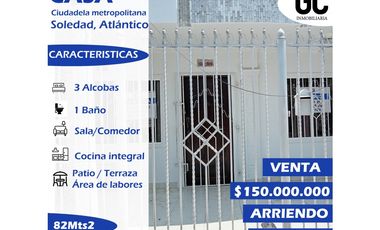 se vende o se arrienda casa ciudadela metropolitana