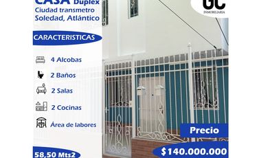 Se vende casa duplex / ciudad transmetro