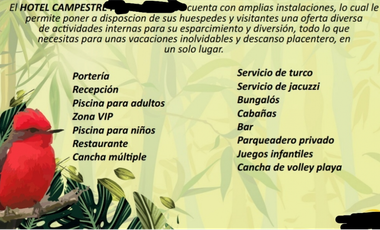 SE VENDE ESPECTACULAR CLUB HOTEL EN LA TEBAIDA, QUINDIO.
