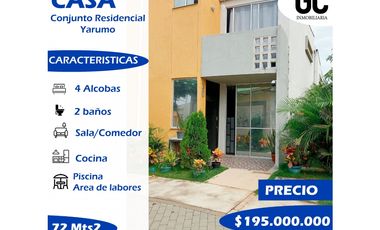 Se vende Casa en el conjunto residencial YARUMO