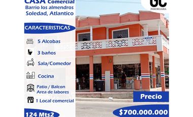 Se vende casa Comercial esquinera / Barrio los almendros - Soledad