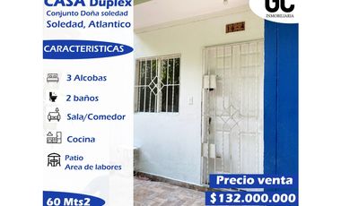 Se vende casa Duplex / Conjunto Residencial Doña soledad - Soledad