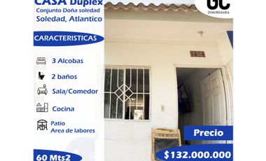 Se vende casa Duplex / Conjunto Residencial Doña soledad - Soledad