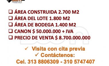 BODEGA VENTA O ARRIENDO 2.700 M2 PUENTE ARANDA