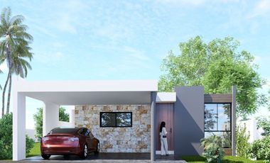 Casa de 1 planta con 3 recamaras en venta en Morera residencial Merida