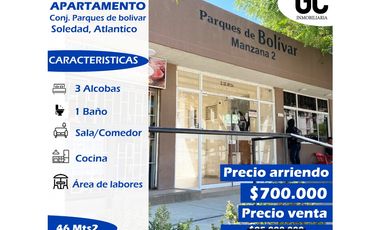 Se vende o se arrienda apartamento / Parques de bolivar Manzana 2