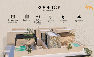 A Quince: Departamentos en Dzityá de 1 recámara con 2 piscinas en Rooftop.