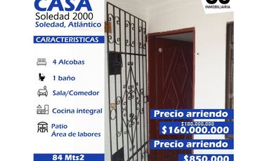 Se vende o se arrienda casa Soledad 2000 - Soledad