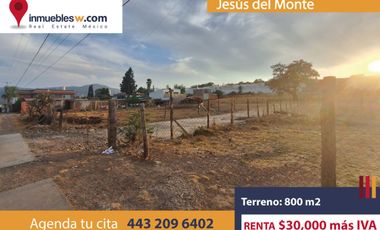 TERRENO COMERCIAL EN RENTA EN JESUS DEL MONTE, MORELIA