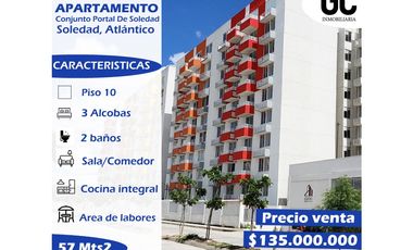 Se vende apartamento piso 10 - Conjunto portal de soledad