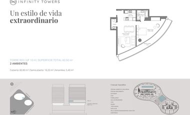 Departamento al río - 2 ambientes   - Infinity Towers, Vicente López