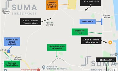Terrenos en Venta o en Renta en Altamira, Tamaulipas.