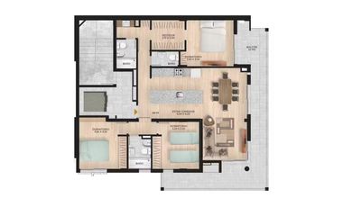 Departamento de tres dormitorios con amenities