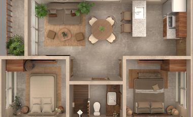 Departamento en venta en Bacalar de 2 habitaciones con alberca